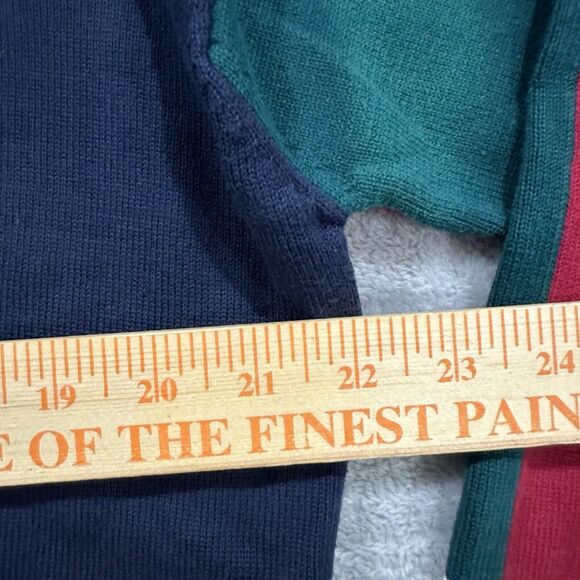 VTG Cotton Traders Sport Sweater‎ Pullover Men Large Navy Blue Colorblock READ - Picture 6 of 7
